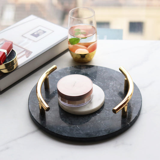 Modern Simplicity Natural Marble Tray – Electroplated Finish