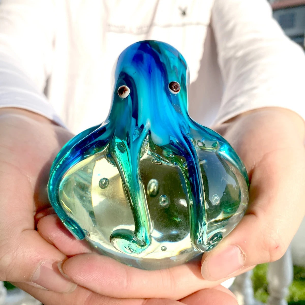 Modern Sky Blue Glass Ornament – Cartoon Styl