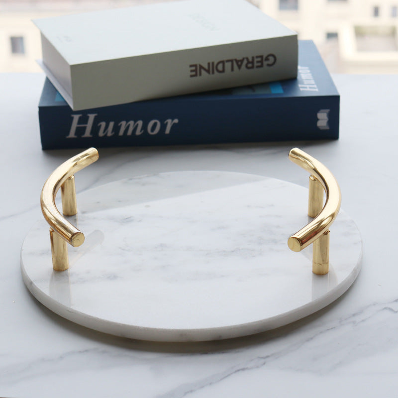 Modern Simplicity Natural Marble Tray – Electroplated Finish