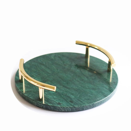 Modern Simplicity Natural Marble Tray – Electroplated Finish